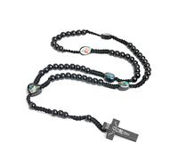 KOGMMYSEVP Collier avec pendentif coloré en bois naturel classique pour homme et femme - Chapelet religieux fait main