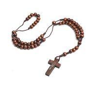 KOGMMYSEVP Collier avec pendentif coloré en bois naturel classique pour homme et femme - Chapelet religieux fait main