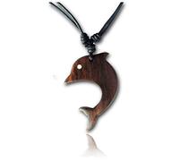 KOGMMYSEVP Collier réglable en bois avec pendentif dauphin pour femme
