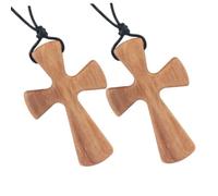 KOGMMYSEVP Lot de 2 colliers faits à la main avec pendentif en bois unique pour les croyances religieuses pour homme - Décoration de rétroviseur de voiture