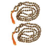 KOGMMYSEVP Lot de 2 colliers naturels faits à la main, perles de prière, bracelet en bois, rudraksha