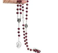 KOGMMYSEVP Wholesales Collier chapelet avec pendentif en forme de croix avec perles en bois Sept voies d'amertume, 18inches