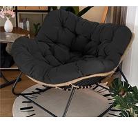 KOGTYB Indoor Papasan Chair, Patio Egg Rocking Chair, Rattan Wicker Lounge Chair, Modern Royal Chair for Living Room, Porch, Garden(Black)