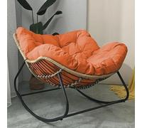 KOGTYB Indoor Papasan Chair, Patio Egg Rocking Chair, Rattan Wicker Lounge Chair, Modern Royal Chair for Living Room, Porch, Garden(Yellow)