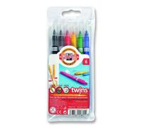 KOH Feutres de coloriage double fibre Épais - Fin Pochette de 6 stylos en PP