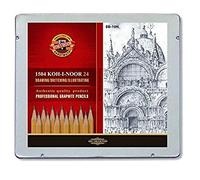 Koh-I-Noor 8B-10H Boîte métalique comprenant 24 crayons Graphites (Lot de 24)