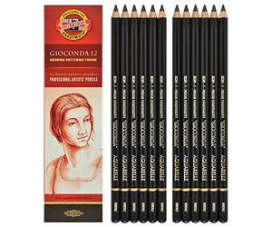 Koh-I-Noor Gioconda Negro aquarelle-12soluble dans l'eau crayon Graphite 6B. 8800