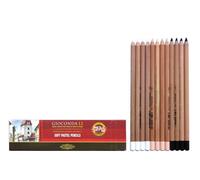 Koh-I-Noor Lot de 12 crayons pastel pour artistes Couleur chair + blanc + noir