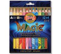Koh-I-Noor Lot De 13 Crayons Multicolores Triangulaires Magic Natur Avec 1 Mélangeur