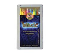 Koh-I-Noor Crayons de couleur MAGIC – Lot de 12 avec boîte en métal