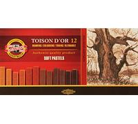Koh-I-Noor TOISON D'OR 8592 Crayons Pastels Doux pour l'Artiste - Brun (Lot de 12)