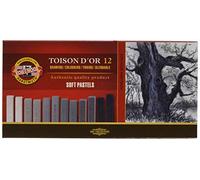 Koh-I-Noor TOISON D'OR 8592 Crayons Pastels Doux pour l'Artiste - Gris (Lot de 12)