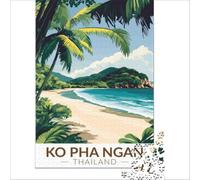 Koh Phangan Thailand Puzzle 1000 pièces | puzzle pour les vacances d'été un super passe temps d'intérieur pour les jours de pluie à la maison le soir en douceur38x26cm