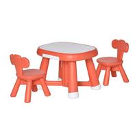 Kohala Baby Table et 2 chaises pour enfants avec tableau blanc multifonction pour enfants de plus de 12 mois, 64,4 x 52 x 45,6 cm, rouge corail