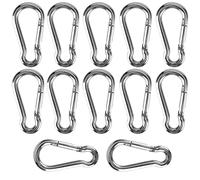 KOHAND Lot de 12 mousquetons à ressort M6 en acier inoxydable, très résistants, connecteur rapide en métal, pour camping, randonnée, pêche, capacité de charge de 120 kg