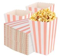KOHAND Lot de 150 boîtes à popcorn rétro en carton à rayures roses pour popcorn de fête, collations, bonbons, sacs cadeaux de Noël
