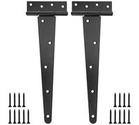 KOHAND Lot de 2 charnières en T de 360 mm avec vis, charnière en T noire pour portail en bois, grange, clôture, garage, fenêtres