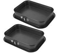 KOHAND Lot de 2 moules à gâteau rectangulaires antiadhésifs avec fond amovible pour la cuisson, en acier au carbone, passe au lave-vaisselle 35 x 24 cm