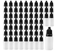KOHAND Lot de 200 flacons compte-gouttes en plastique de 10 ml avec bouchon noir, blanc, translucide