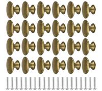KOHAND Lot de 30 boutons d'armoire vintage en laiton - Boutons de meubles ronds chic pour cuisine, salle de bain, chambre à coucher, armoire