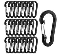 KOHAND Lot de 30 mini mousquetons, 5 x 2,6 cm, en aluminium noir, crochets à ressort pour clés, sac à dos, randonnée, course à pied, camping
