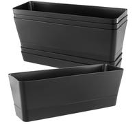 KOHAND Lot de 4 pots de fleurs rectangulaires noirs de 30,5 x 9,7 x 8,5 cm, pour baie vitrée, rebord de fenêtre de cuisine, étagère, table basse