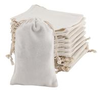 KOHAND Lot de 40 petits sacs en mousseline de coton naturel avec cordon de serrage pour fête, festival, rangement, décoration - 10 x 15 cm