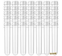 KOHAND Lot de 50 tubes à essai en plastique transparent de 45 ml avec bouchon à vis - Mini flacon de rangement avec couvercle pour fleurs, bonbons, graines, perles, bonbons