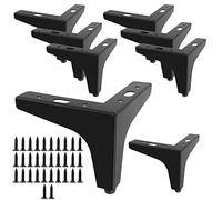 KOHAND Lot de 8 Pieds de Meubles triangulaires Modernes en Fer Noir, 10,2 cm, Pieds de Rechange pour Meubles TV, tiroirs, canapé, Table Basse
