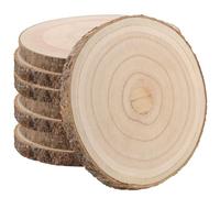 KOHAND Lot de 8 tranches de bois de paulownia naturel de 14 à 16 cm, disques ronds en bois brut pour travaux manuels, bricolage, décoration de Noël