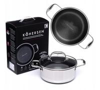 Kohersen Diamond Coating Pot - Honeycomb Structure Prevents Gripping - Quick Heating 60s to 200°C - Pot with Lid for Each Stove - Without PFOS and PFOA - Wed 20cm - 2.8L