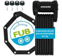 KOHLBURG Antivol pliable vélo sécurité maximale à seulement 1kg - 89cm - Antivol vélo avec support - Antivol vélo très sûr comme antivol trottinette électrique & antivol pliable eBike vélo sécurisé