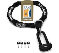 KOHLBURG chaîne antivol massive pour moto 8 kg, 210 cm de long avec notre niveau de sécurité le plus élevé 15+ sur 15 - chaîne en acier de 13 mm très robuste comme antivol pour moto, scooter et e-bike