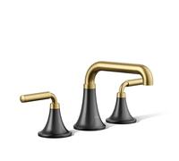 Kohler 27416-4-BMB Tone Robinet de lavabo largement utilisé avec deux poignées à levier et bonde à cliquet, 1,2 GPM, noir mat avec laiton moderne