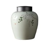 KOHUS Boîte de Thé Bocal de Stockage de thé en Vrac en métal à Double Couche avec Couvercle en étain, Bocal scellé en céramique, Service à thé Chinois rétro, Pot Simple Conteneur de Stockage(D,M)