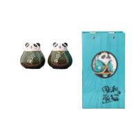 KOHUS Boîte de Thé Boîte à thé Panda, boîte de Stockage de thé changée au Four, boîte scellée en céramique résistante à l'humidité, Ornements de décoration de Bureau Conteneur de Stockage(C)