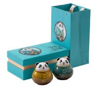 KOHUS Boîte de Thé Boîte à thé Panda, boîte de Stockage de thé changée au Four, boîte scellée en céramique résistante à l'humidité, Ornements de décoration de Bureau Conteneur de Stockage(A)