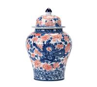 KOHUS Boîte de Thé Boîte de thé Rouge et Bleue sous glaçure, boîte de thé en céramique de Bon augure Dragon et phénix, Ornements festifs, Stockage de Produits secs Conteneur de Stockage