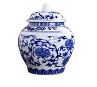KOHUS Boîte de Thé Retro Blue and White Tea Cans Moisture-Proof Sealed Cans Ceramic Small Household Storage Cans Universal Green Tea Food Cans Conteneur de Stockage(B)