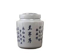 KOHUS Boîte de Thé Sealed Teapot Large Ceramic Jar Portable Household Poetry Tea Box Packaging Tea Can Conteneur de Stockage(D)