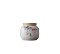 KOHUS Boîte de Thé White Porcelain Hand-Painted Persimmon Four Gentlemen Small Jar Ceramic Tea Can Underglaze Color Tea Storage Jar Sealed Tea Can Conteneur de Stockage(A)
