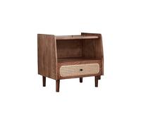 KOHUS Mesas De Noche Para Dormitorio Table de chevet en bois et rotin pour maison ou hôtel, meuble de rangement de style Wabi-sabi, petite table de chevet avec tiroirs