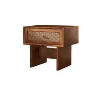 KOHUS Mesas De Noche Para Dormitorio Table de chevet en bois et rotin Style Wabi-sabi Petite armoire de rangement pour chambre à coucher Table d'appoint de lit avec tiroirs