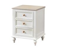 KOHUS Mesas De Noche Para Dormitorio Table De Chevet Simple en Bois À Trois Tiroirs, Meuble De Rangement De Style Crème Blanc Table D'appoint/Table De Nuit avec Tiroirs