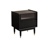 KOHUS Mesas De Noche Para Dormitorio Table De Chevet Simple for Petite Chambre À Coucher, Meuble De Rangement Noir en Bois Massif Table D'appoint/Table De Nuit avec Tiroirs