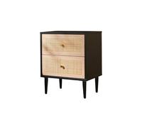 KOHUS Mesas De Noche Para Dormitorio Wabi-sabi Table de chevet en bois et rotin avec tiroirs de rangement pour chambre à coucher