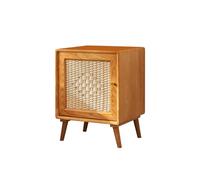 KOHUS Mesas De Noche Para Dormitorio Wabi-sabi Table de chevet en bois et rotin Table d'appoint de salon Table d'appoint rétro pour chambre à coucher Table d'appoint Table d'appoint Table de chevet