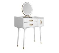 KOHUS Miroir cosmétique avec lumières et ensemble de table commode en ardoise pour le maquillage intégré, petit et moderne, minimaliste, pour chambre à coucher, vanité adolescente avec miroir et