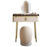 KOHUS Miroir De Courtoisie avec Lumières Et Ensemble De Coiffeuse de Chambre à Coucher de Luxe légère, Coiffeuse Moderne, Petite Armoire de Rangement Vanité pour Adolescents avec Miroir Et Tabouret
