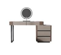 KOHUS Miroir De Courtoisie avec Lumières Et Ensemble De Coiffeuse de Luxe légère Italienne, Coiffeuse de Petite Chambre, Coiffeuse en Bois Massif Vanité pour Adolescents avec Miroir Et Tabouret